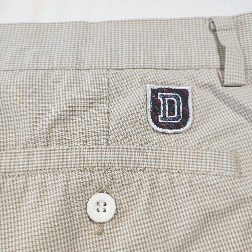 Dunning Tan Check Gingham Chino Shorts Mens 40 Flat Front Preppy Golf Resortwea - Picture 3 of 7